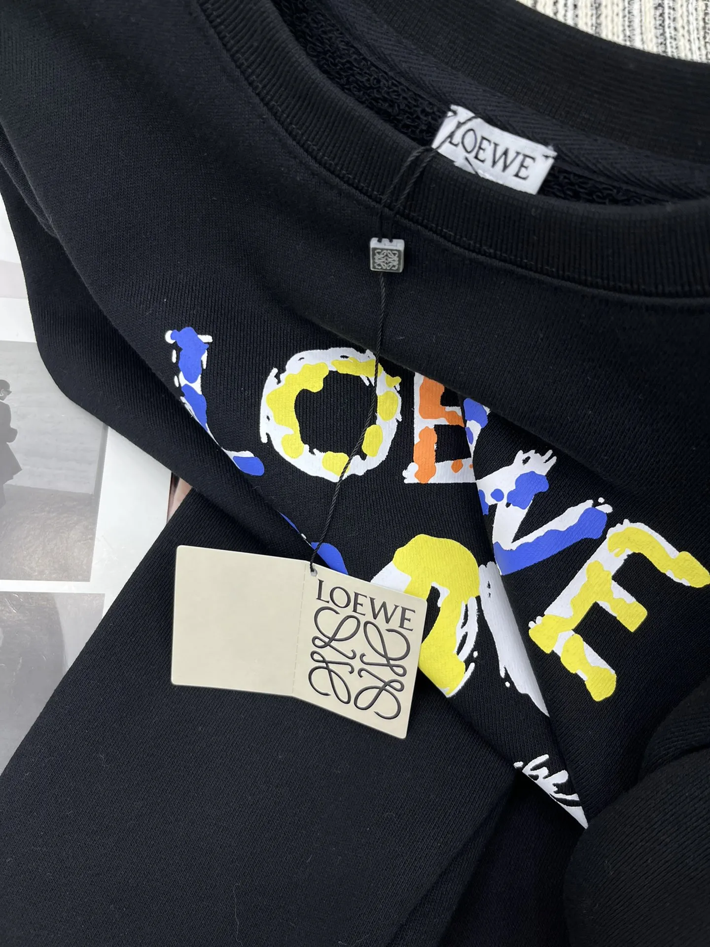 Loewe 黒色プリントのラウンドネックのパーカー - 画像 (7)