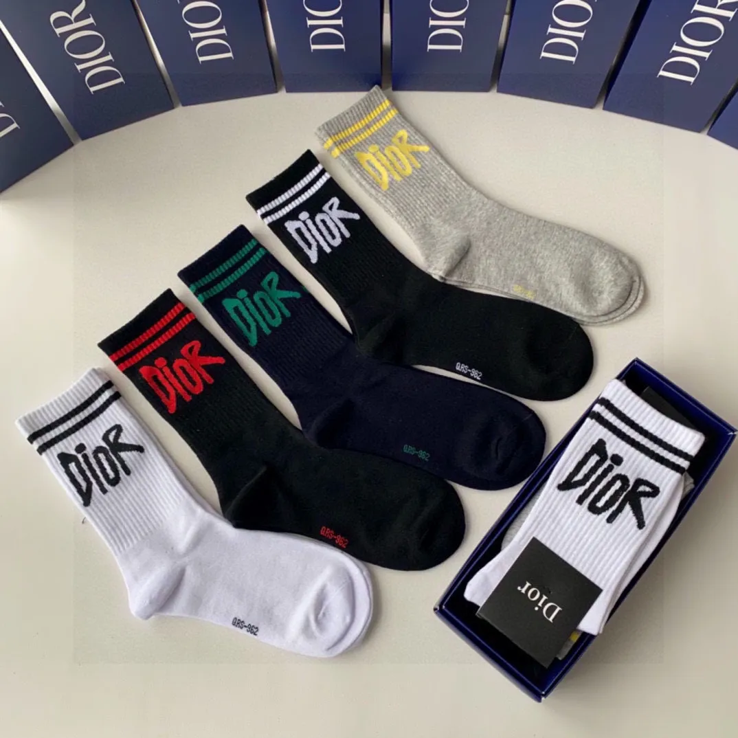 DIOR新款中長筒堆堆襪5色セット - 画像 (6)