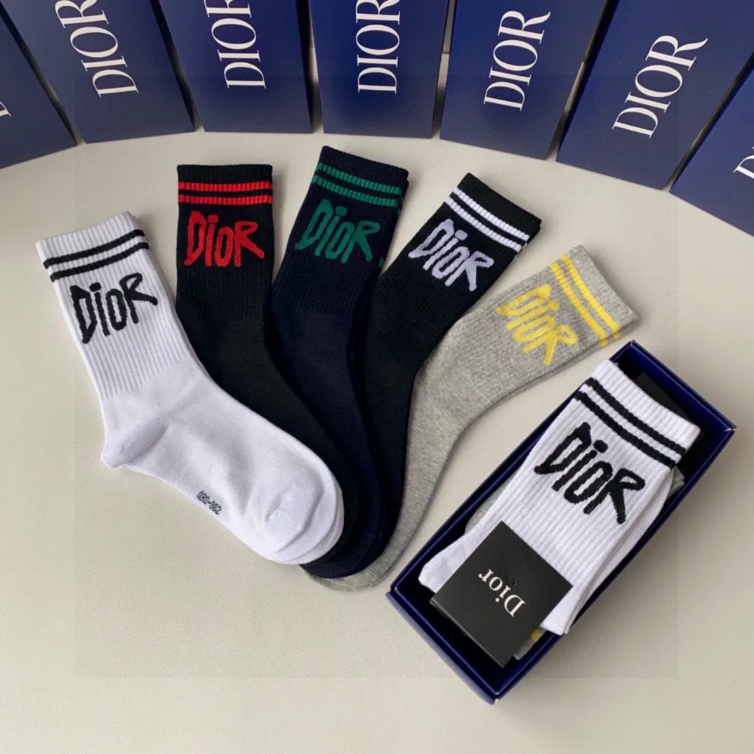 DIOR新款中長筒堆堆襪5色セット - 画像 (9)