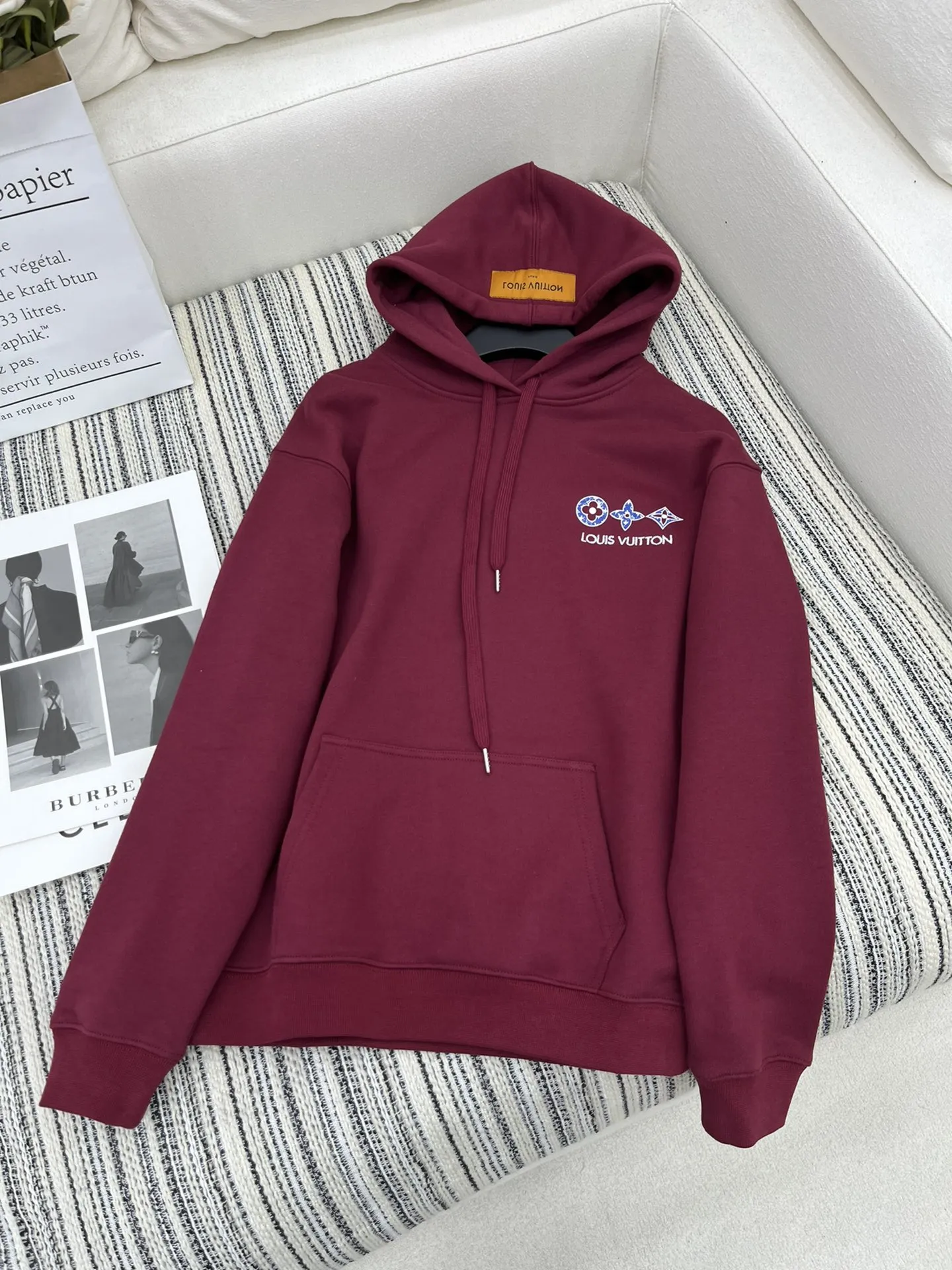 Louis Vuitton 加絨衛衣赤色ゆったりタイプ