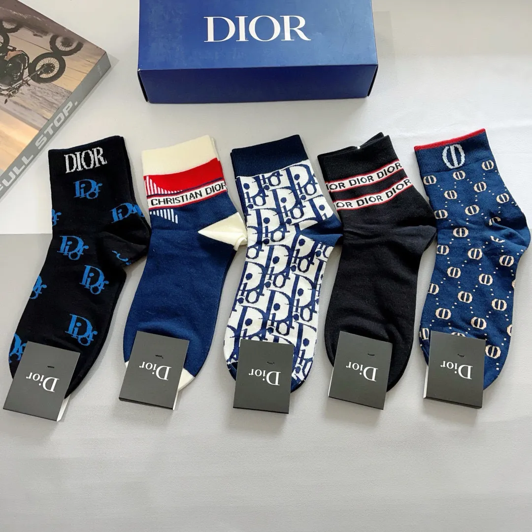 Christian Dior カラフル柄中筒ソックス5足セット - 画像 (3)