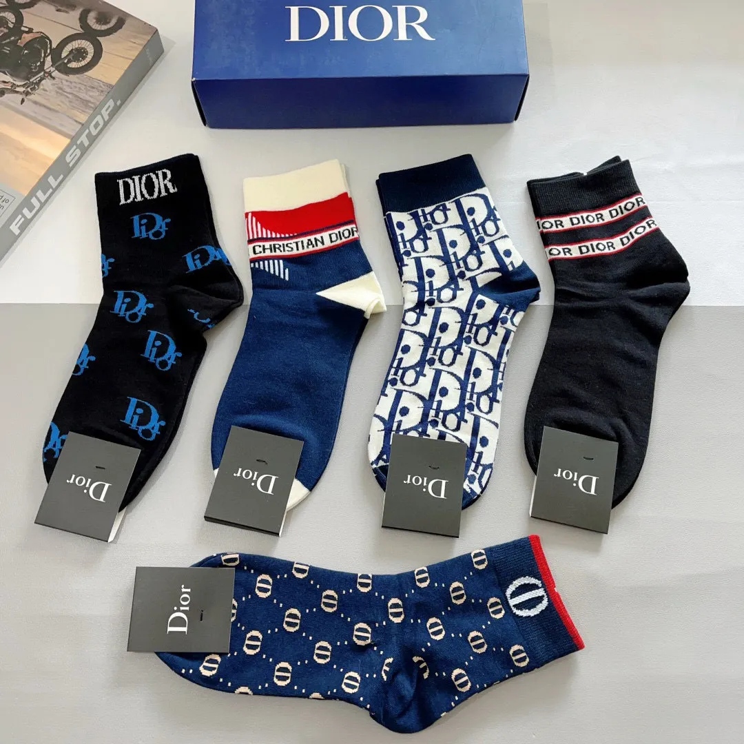 Christian Dior カラフル柄中筒ソックス5足セット - 画像 (6)