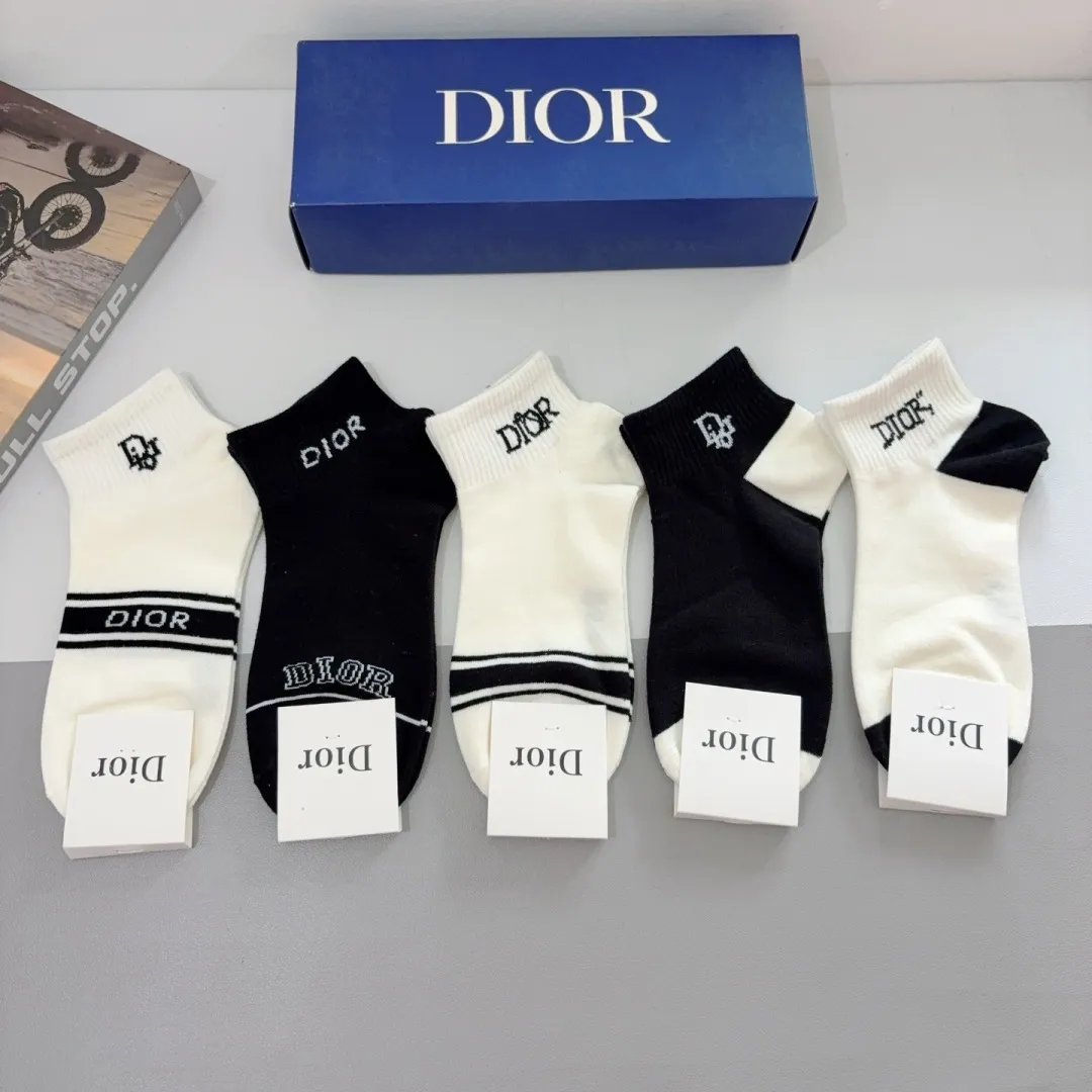 ディオール コットン アンクルソックス、ブラック&ホワイト - 画像 (3)