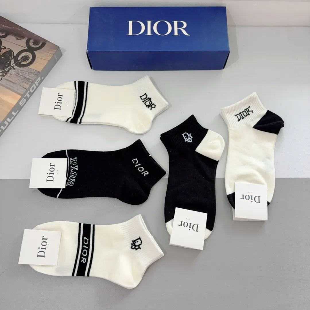 ディオール コットン アンクルソックス、ブラック&ホワイト - 画像 (8)