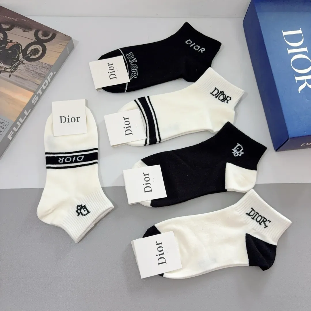 ディオール コットン アンクルソックス、ブラック&ホワイト - 画像 (9)