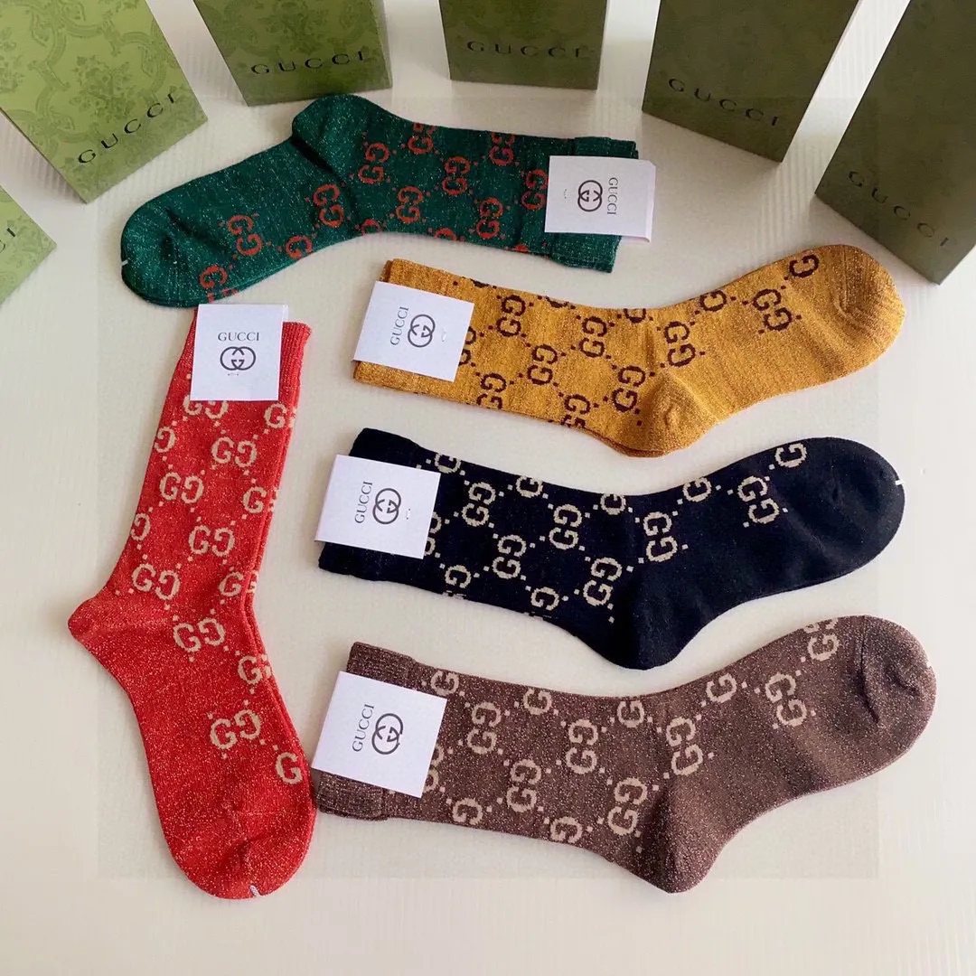 Gucci 新款金丝中長款堆堆襪 5色セット - 画像 (5)