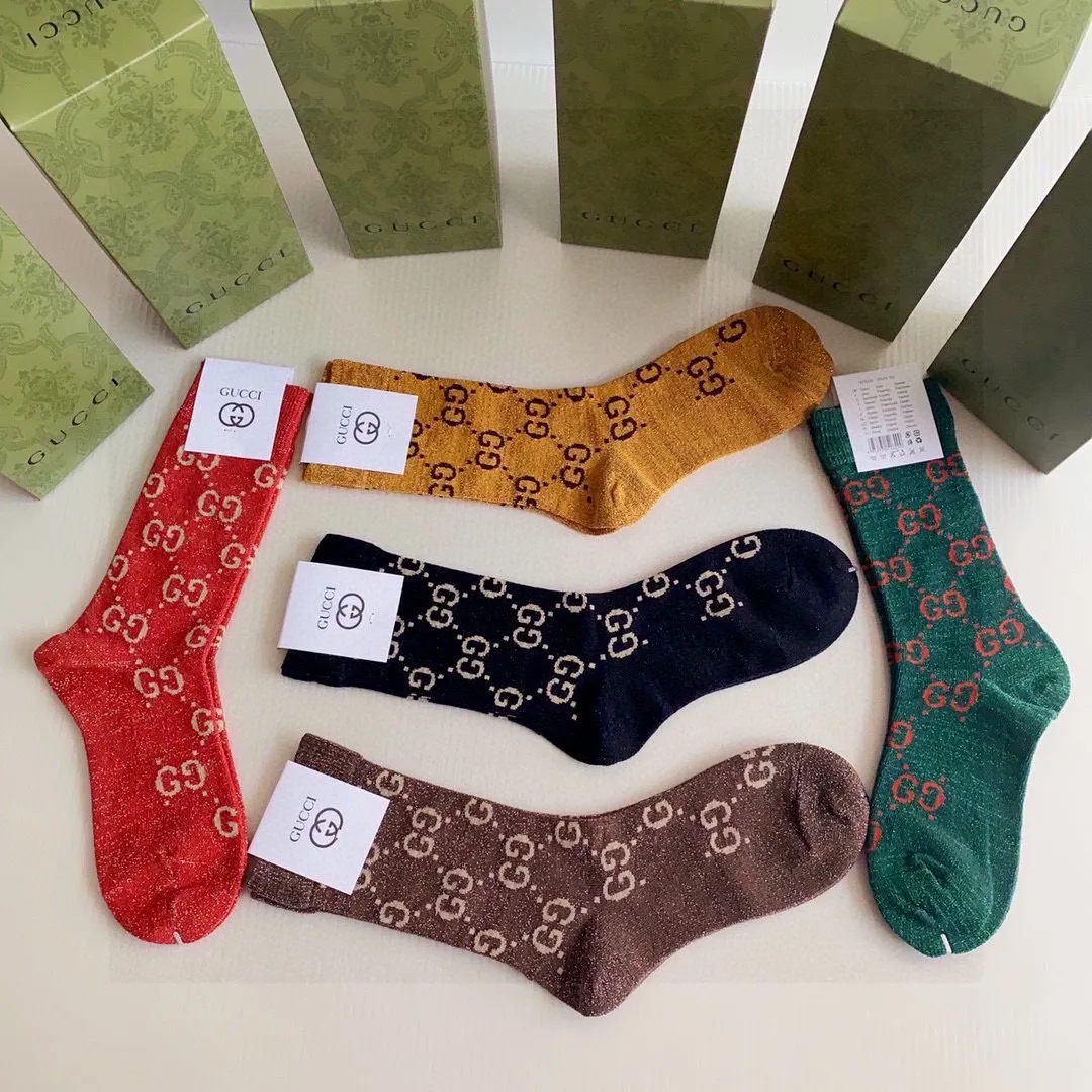 Gucci 新款金丝中長款堆堆襪 5色セット - 画像 (6)