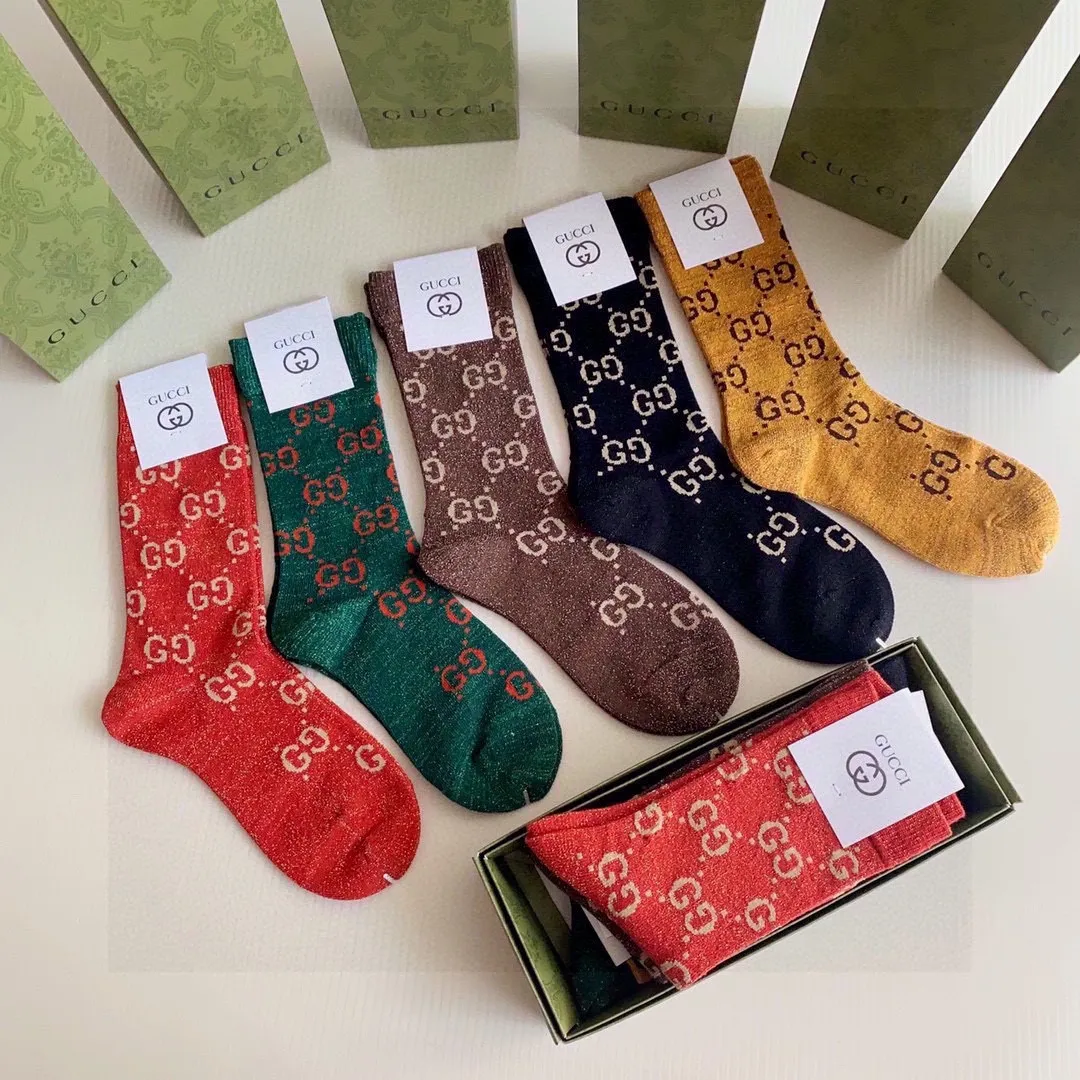 Gucci 新款金丝中長款堆堆襪 5色セット - 画像 (7)