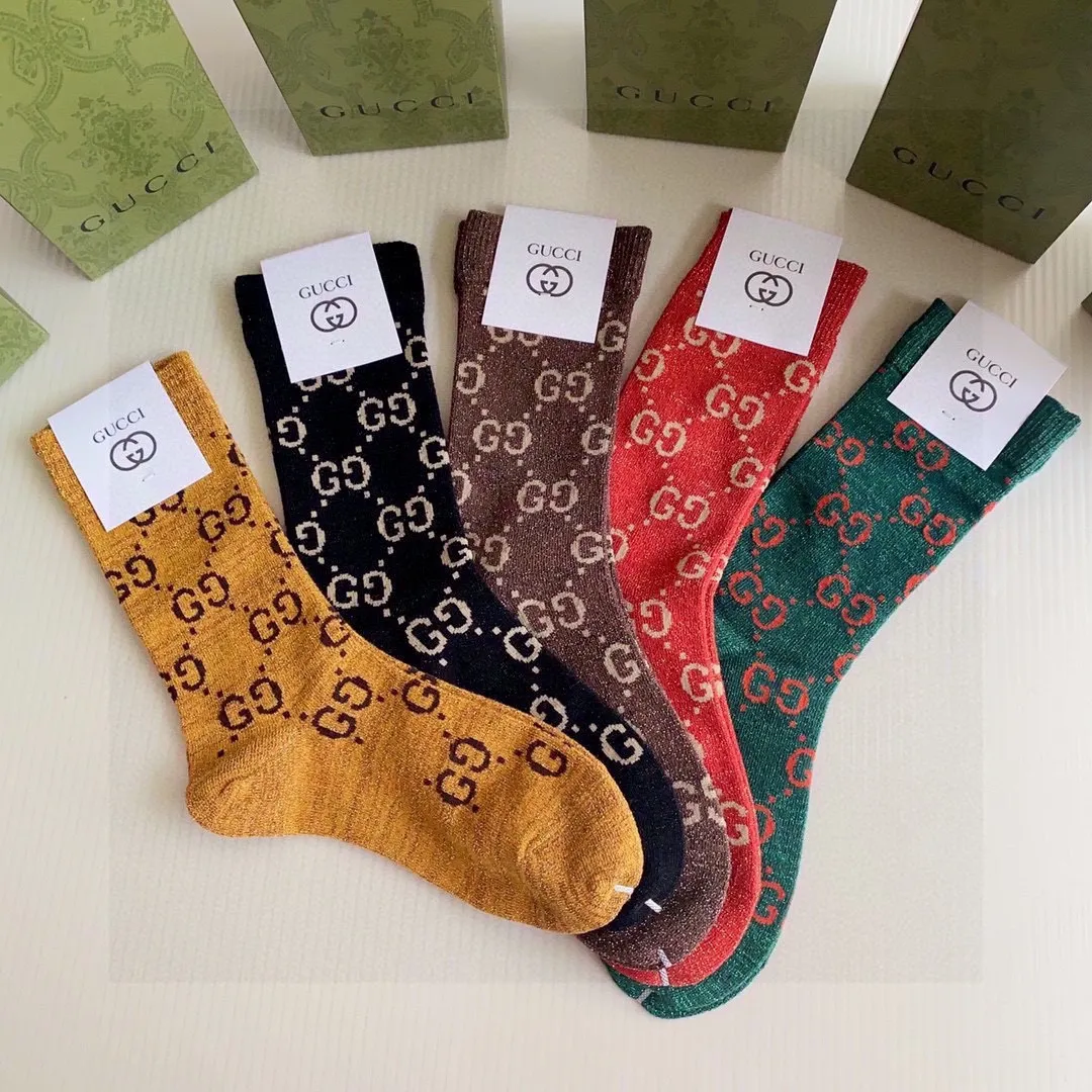 Gucci 新款金丝中長款堆堆襪 5色セット - 画像 (8)