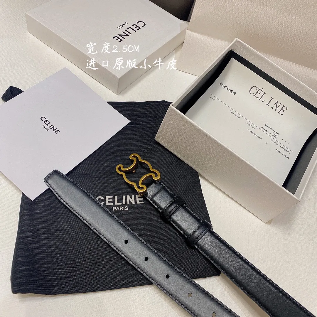 CELINE  黒色 2.5CM 幅 ベルト