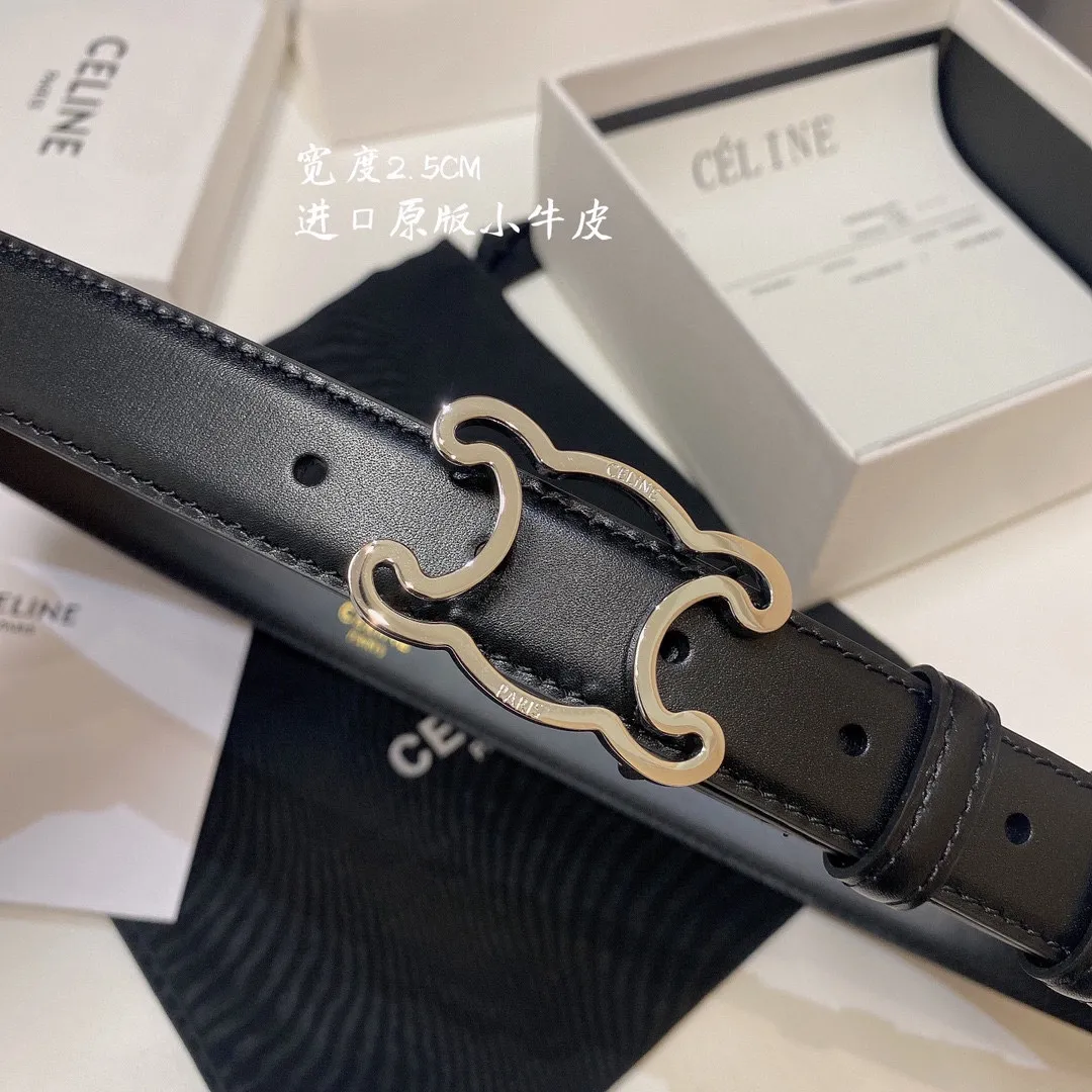 CELINE 黒色 2.5CM 幅 ベルト - 画像 (3)