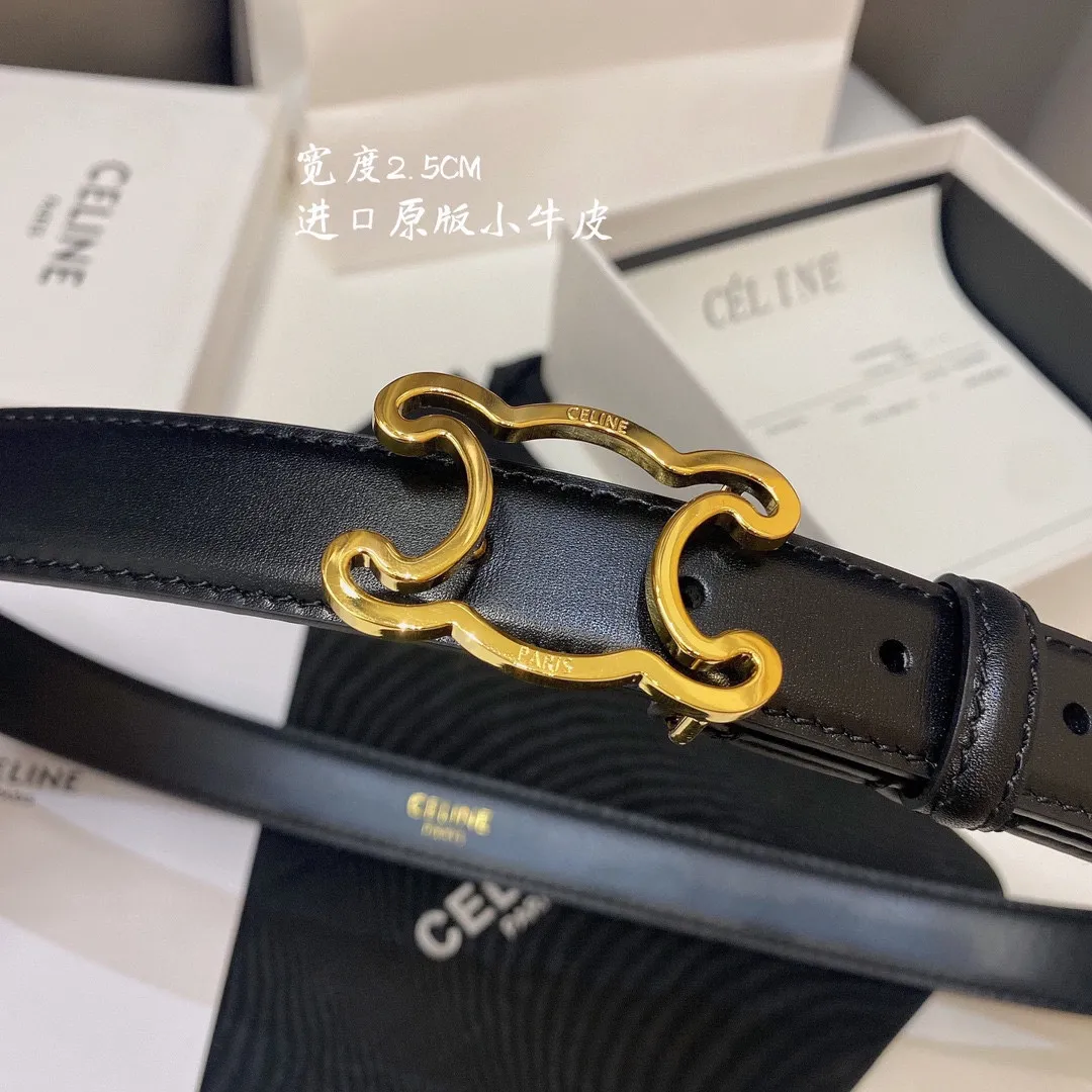 CELINE 黒色 2.5CM 幅 ベルト - 画像 (3)