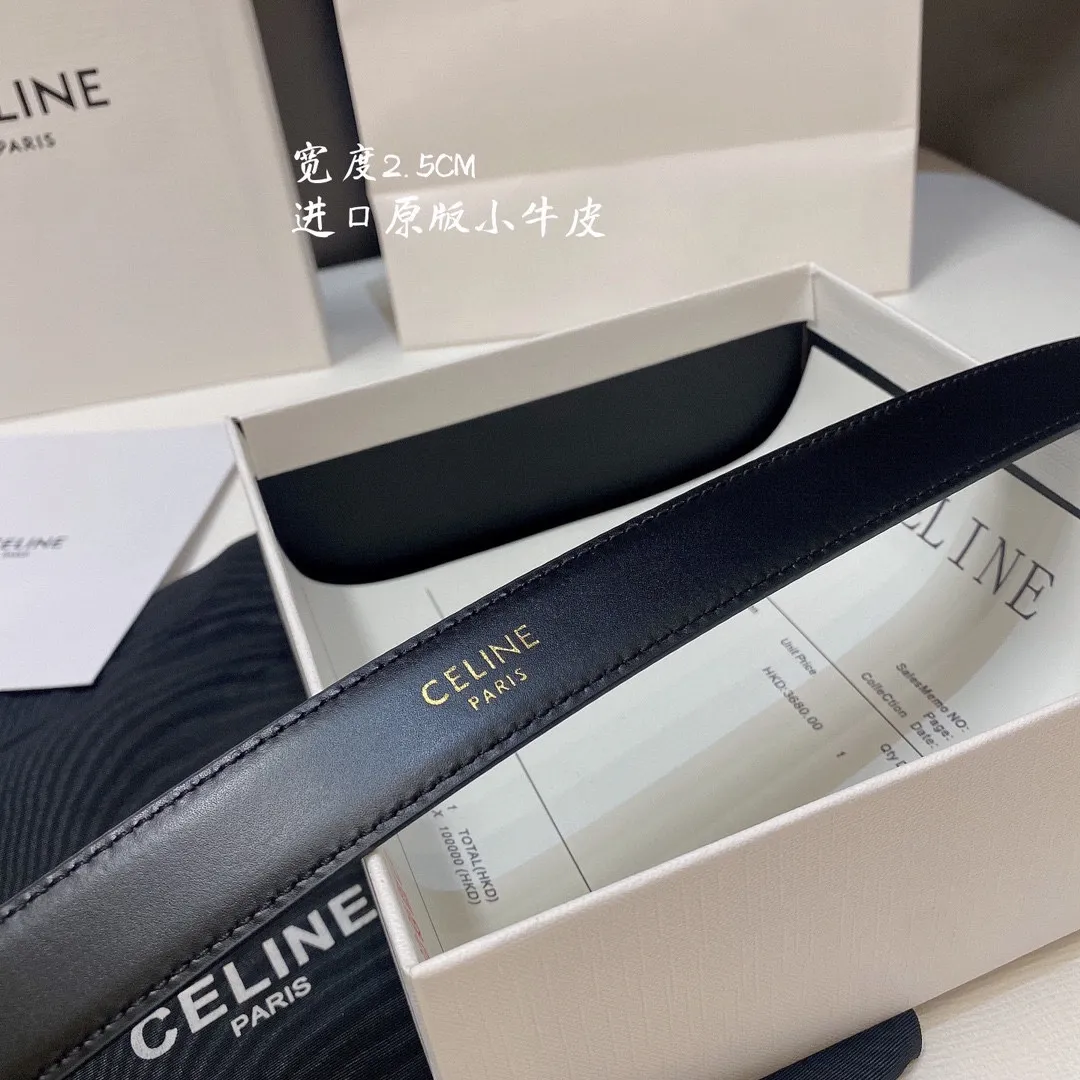 CELINE 黒色 2.5CM 幅 ベルト - 画像 (6)