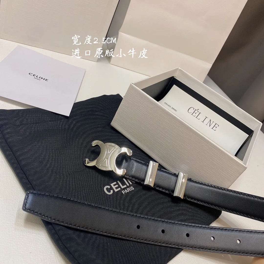 CELINE 黒色 2.5CM 幅ベルト