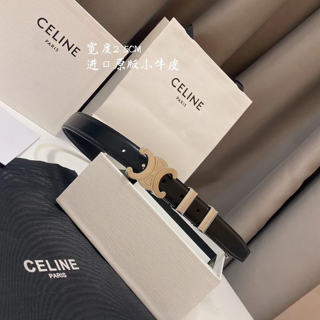 CELINE 黒色 2.5CM 幅ベルト - 画像 (3)