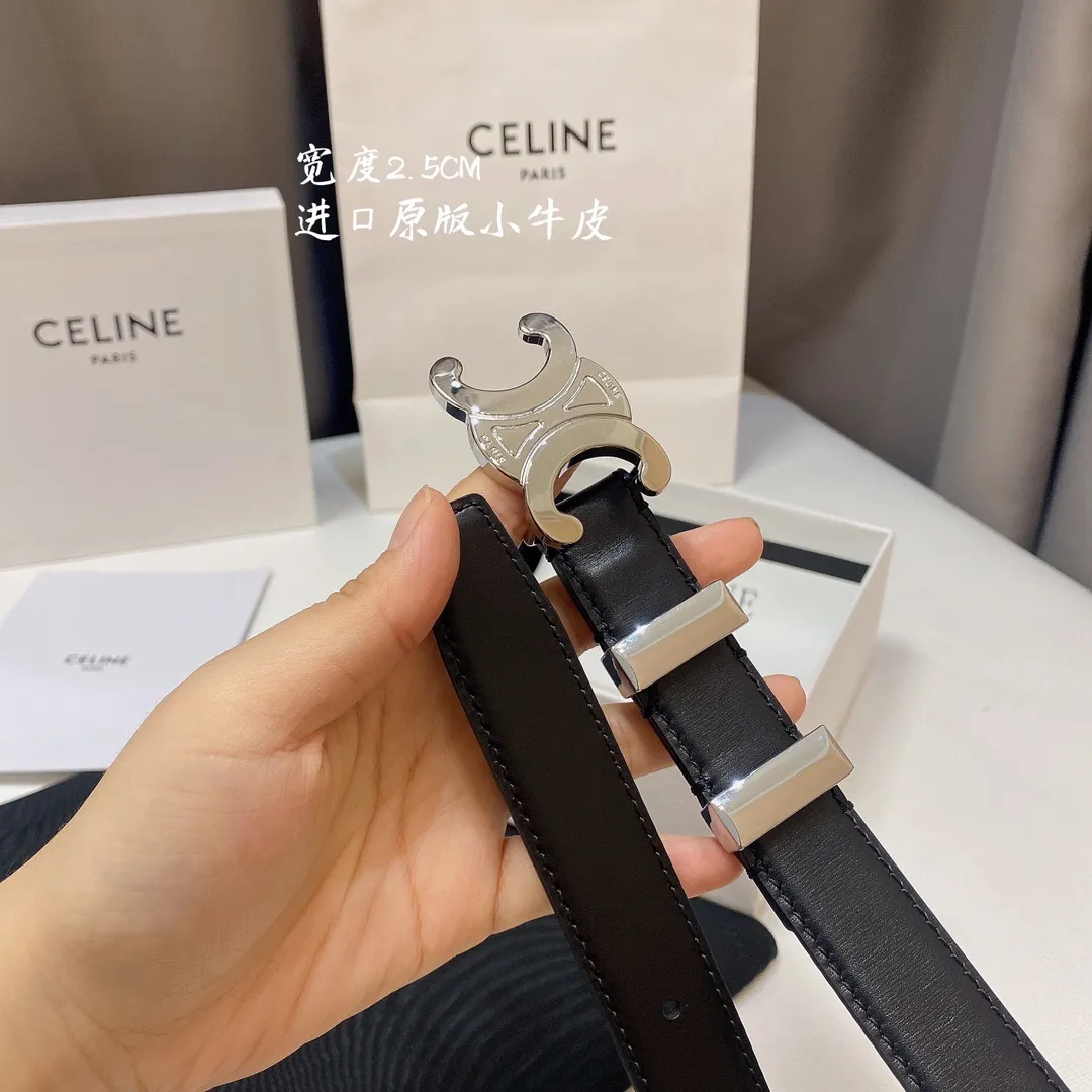 CELINE 黒色 2.5CM 幅ベルト - 画像 (5)