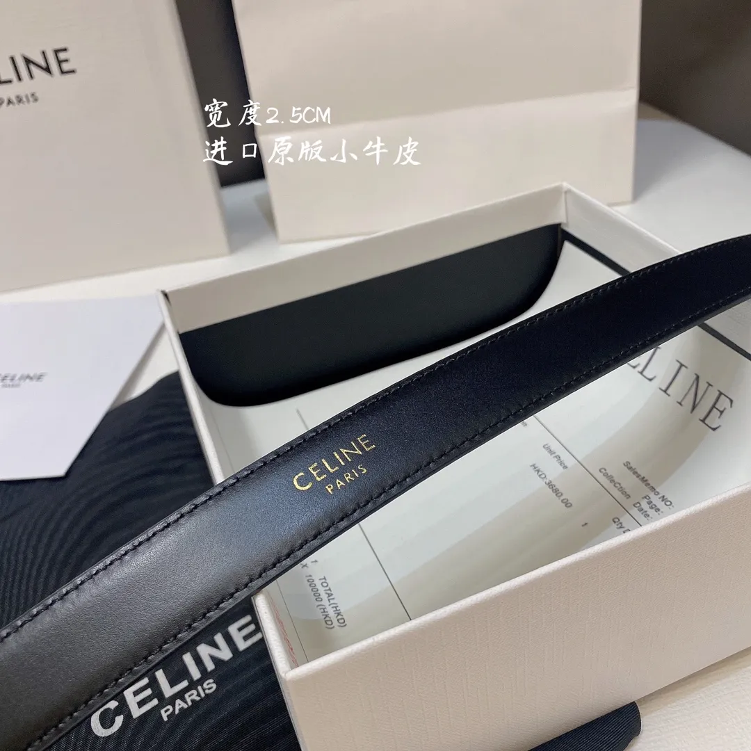 CELINE 黒色 2.5CM 幅ベルト - 画像 (7)