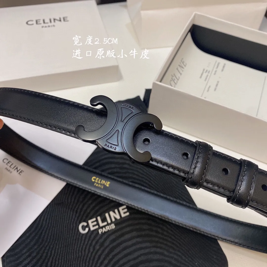 CELINE 黒色 2.5CM 幅 ベルト - 画像 (3)
