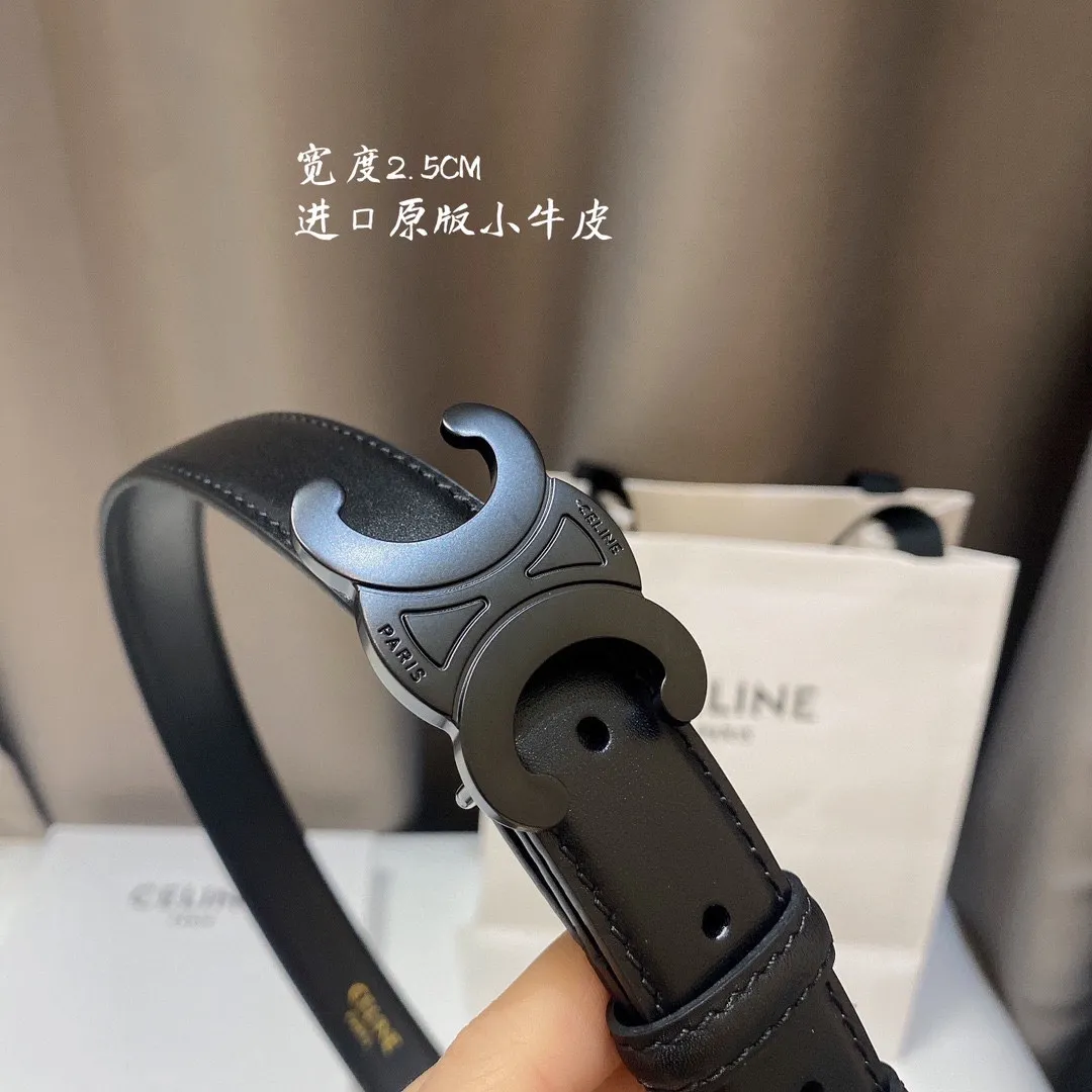 CELINE 黒色 2.5CM 幅 ベルト - 画像 (5)
