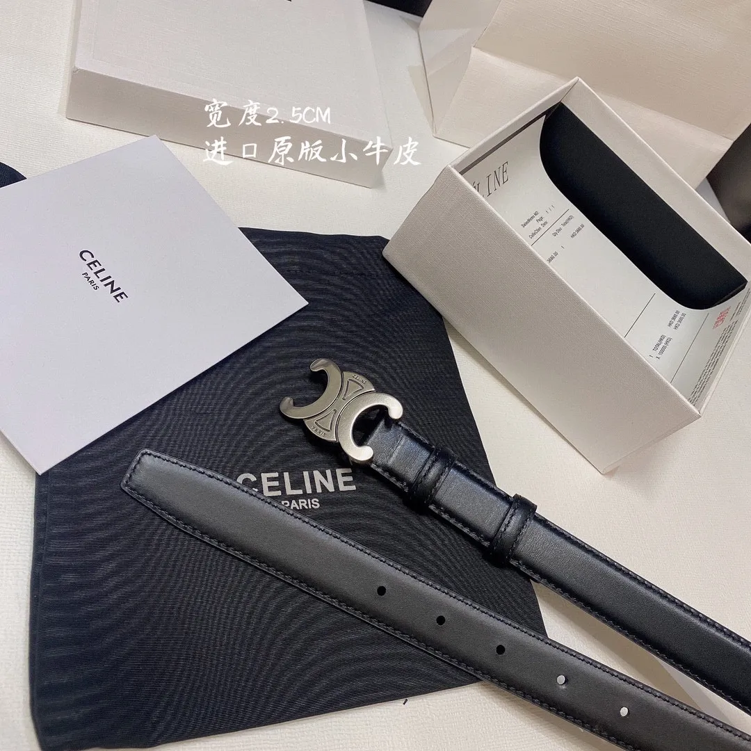 CELINE 黒色 ベルト 2.5CM