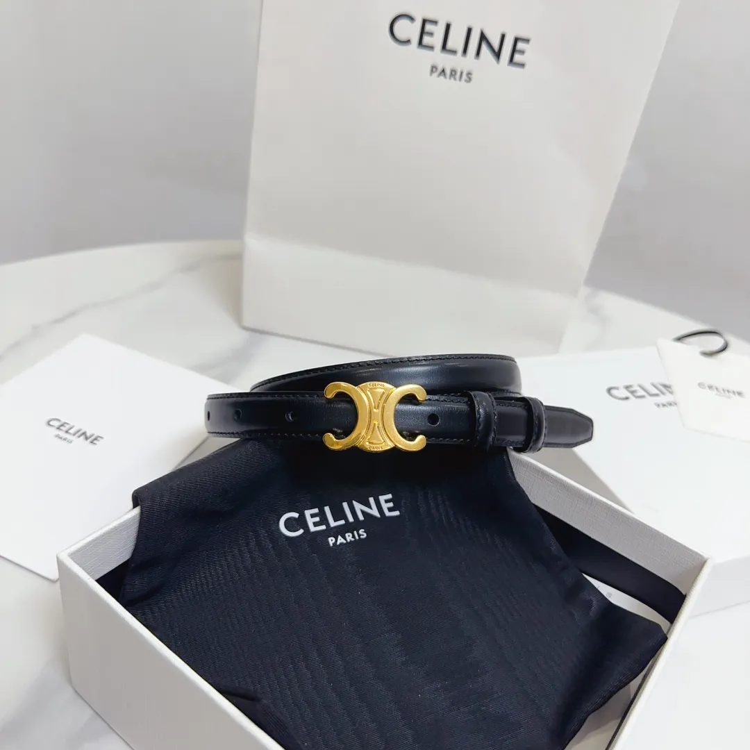 CELINE 黒 ベルト 18mm ゴールドバ buckle - 画像 (3)