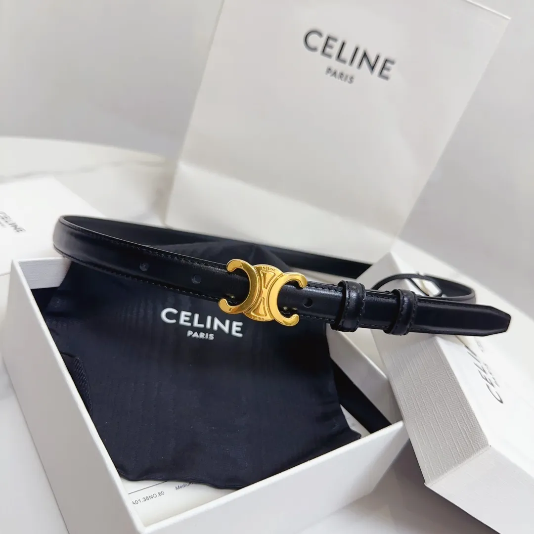 CELINE 黒 ベルト 18mm ゴールドバ buckle - 画像 (5)
