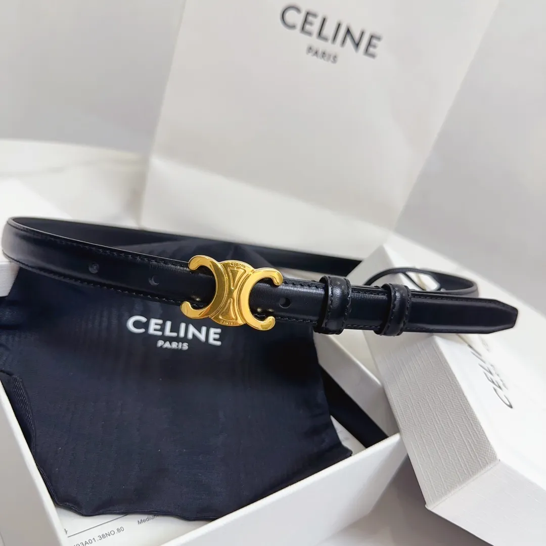 CELINE 黒 ベルト 18mm ゴールドバ buckle - 画像 (6)