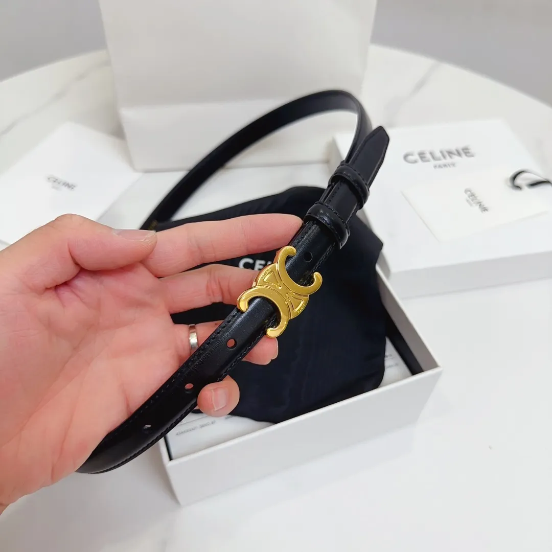 CELINE 黒 ベルト 18mm ゴールドバ buckle - 画像 (7)