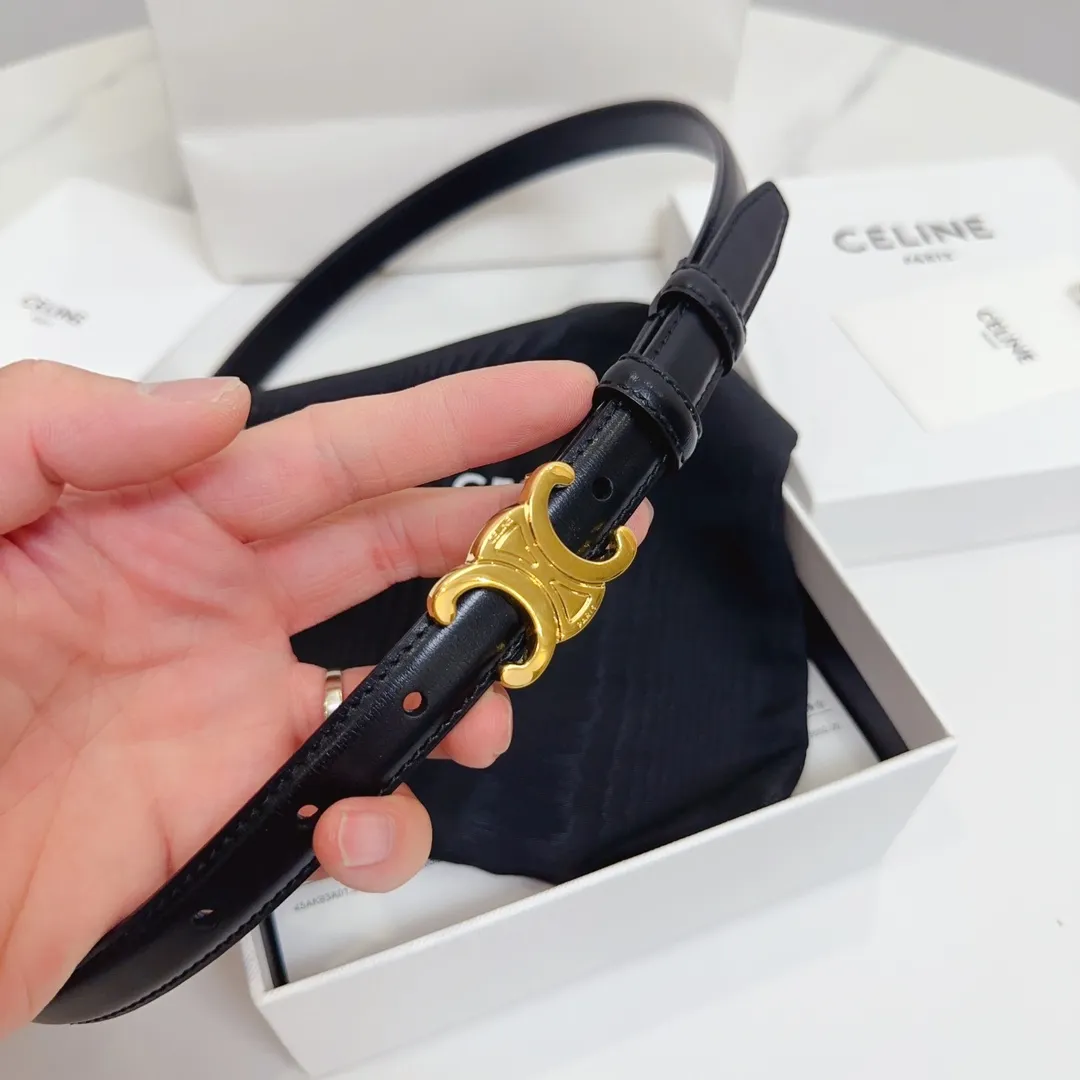 CELINE 黒 ベルト 18mm ゴールドバ buckle - 画像 (8)