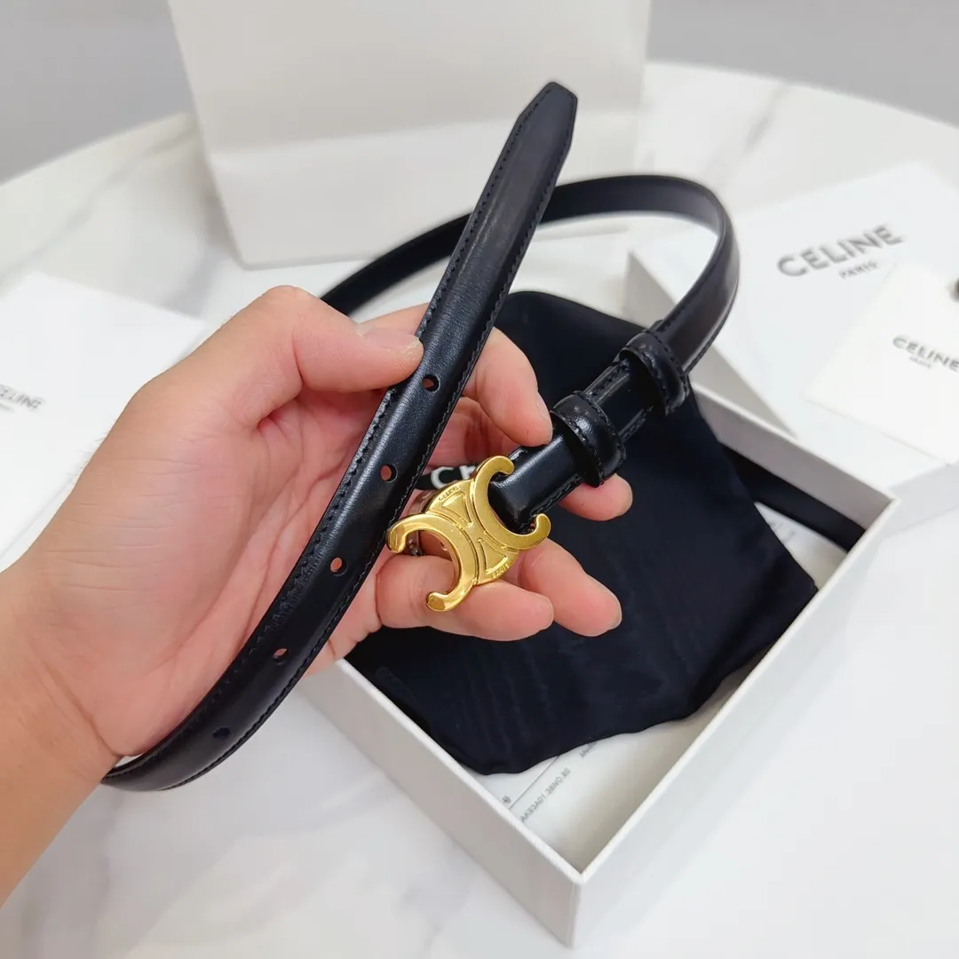 CELINE 黒 ベルト 18mm ゴールドバ buckle - 画像 (9)
