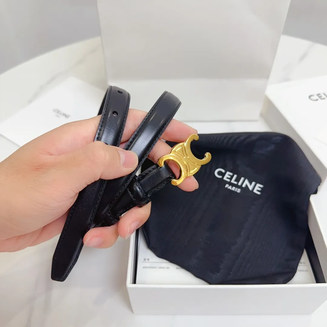 CELINE 黒 ベルト 18mm ゴールドバ buckle - 画像 (10)