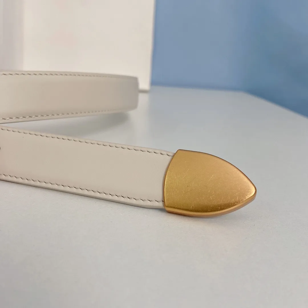 CELINE 白レザーベルト ゴールド金具 - 画像 (6)