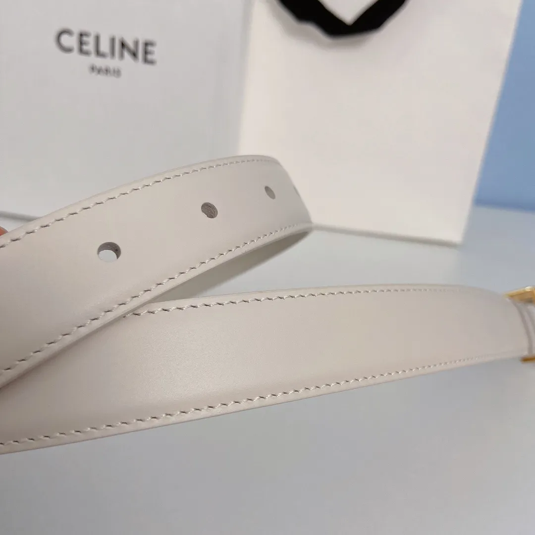 CELINE 白レザーベルト ゴールド金具 - 画像 (10)