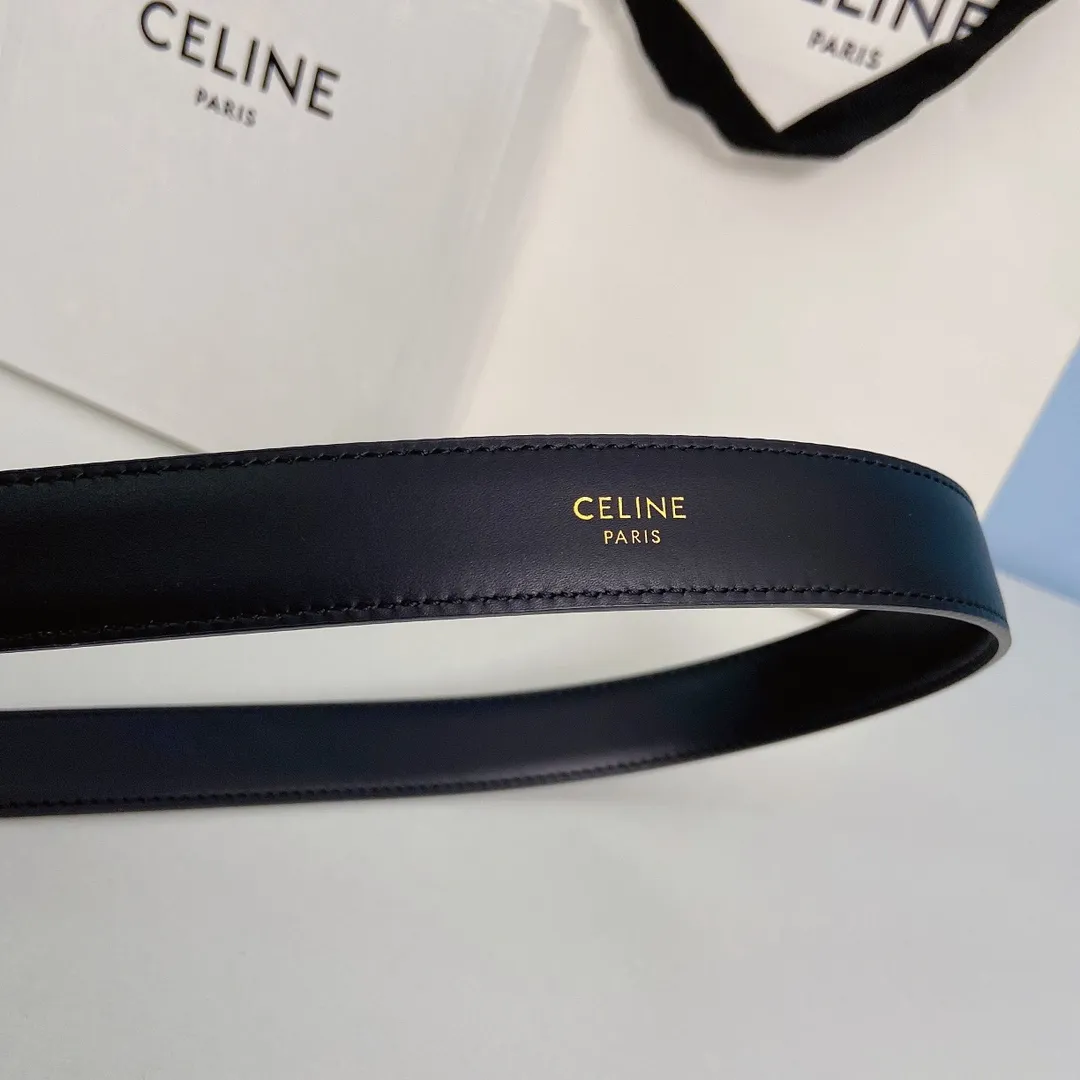 CELINE ブラックレザーベルト シルバー金具 - 画像 (6)