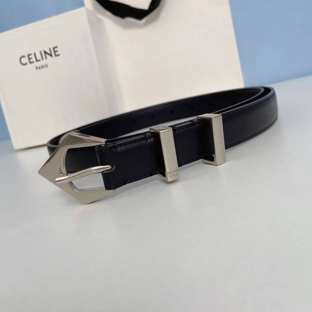 CELINE ブラックレザーベルト シルバー金具 - 画像 (7)