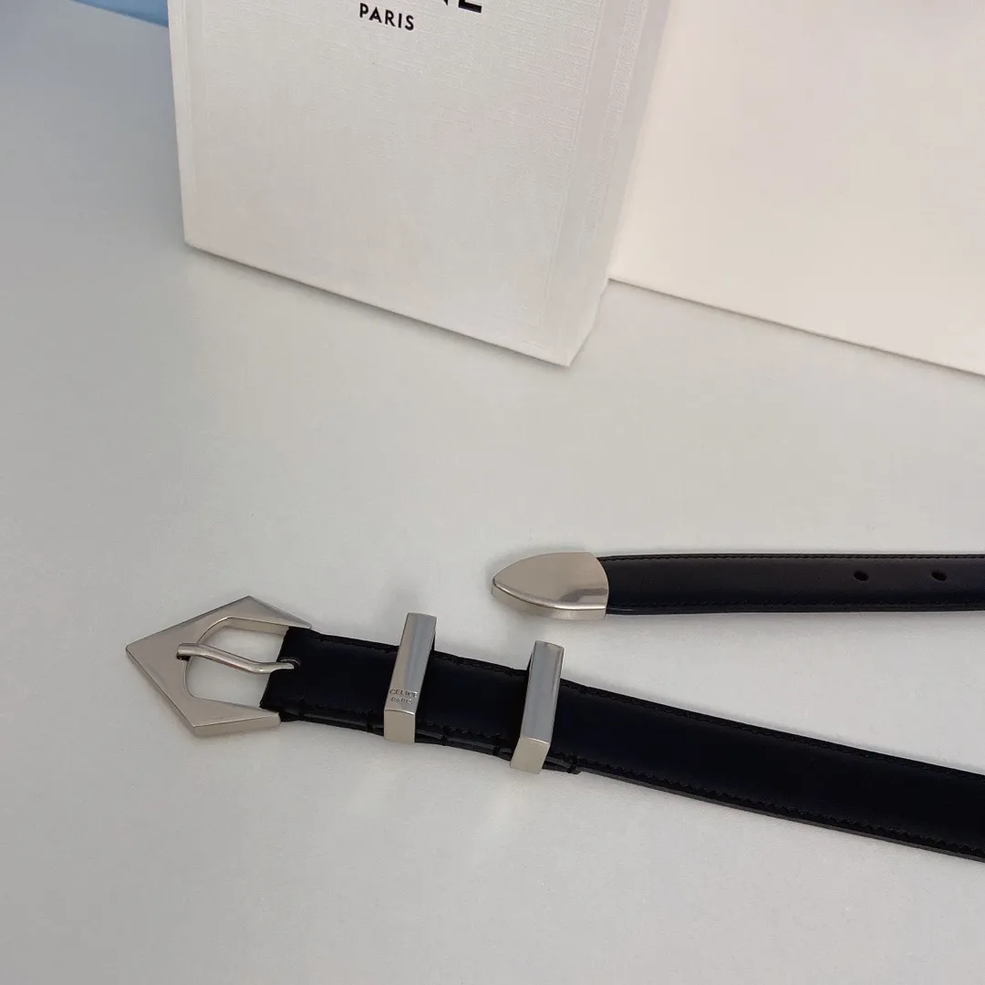 CELINE ブラックレザーベルト シルバー金具 - 画像 (8)