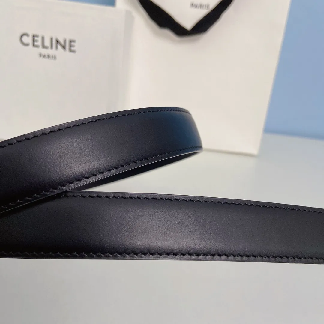 CELINE ブラックレザーベルト シルバー金具 - 画像 (9)