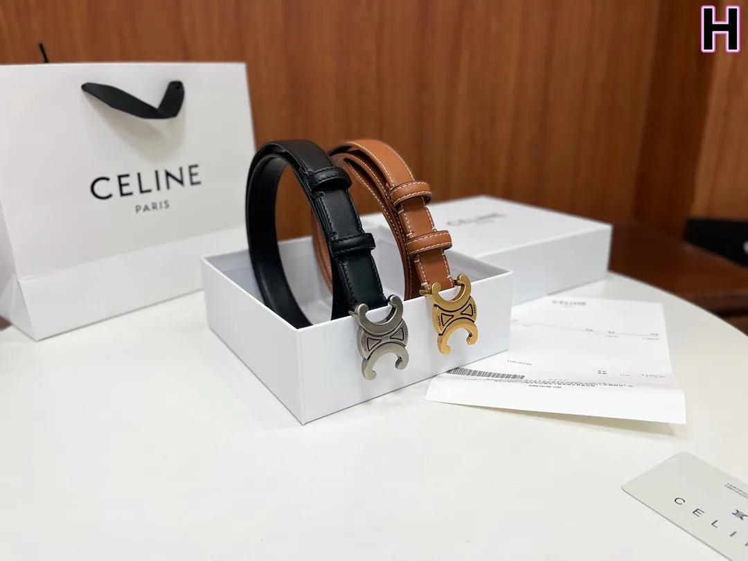 CELINE パリ レディースベルト ブラック&ブラウン