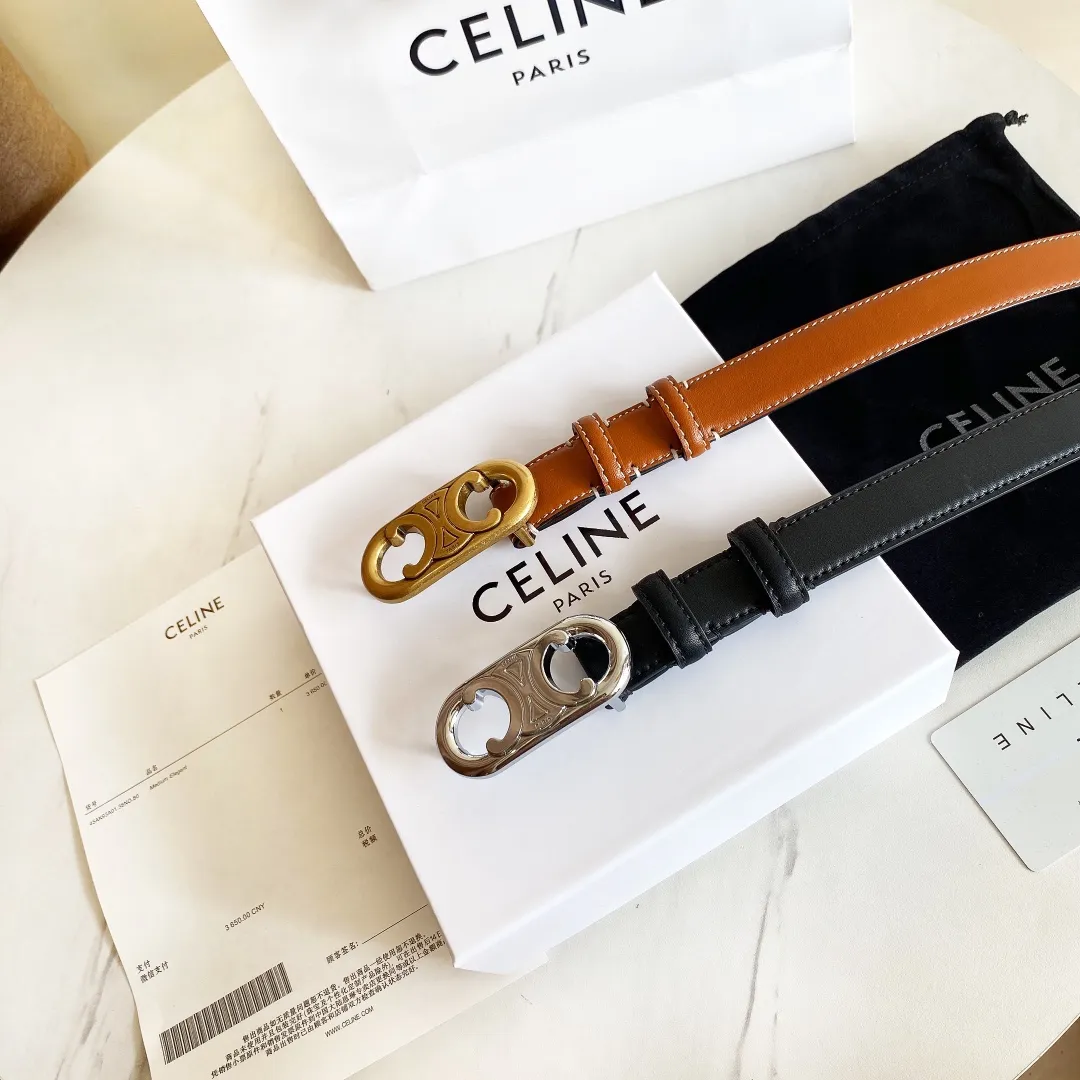 CELINE パリ ゴールドブラック ベルト