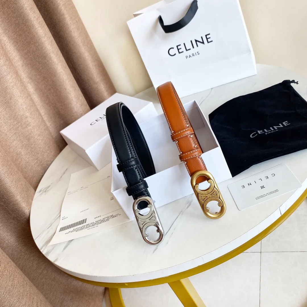 CELINE パリ ゴールドブラック ベルト - 画像 (3)