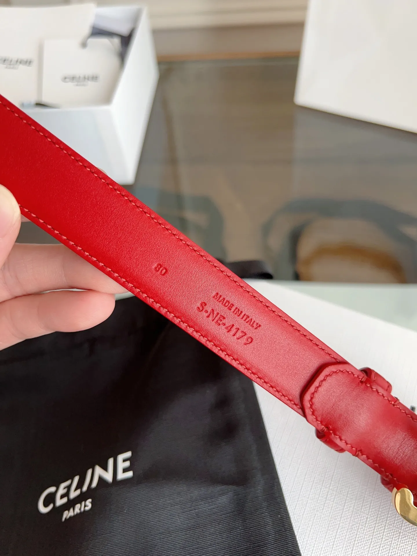 CELINE パリ レディースベルト レッド 凱旋門デザイン - 画像 (9)