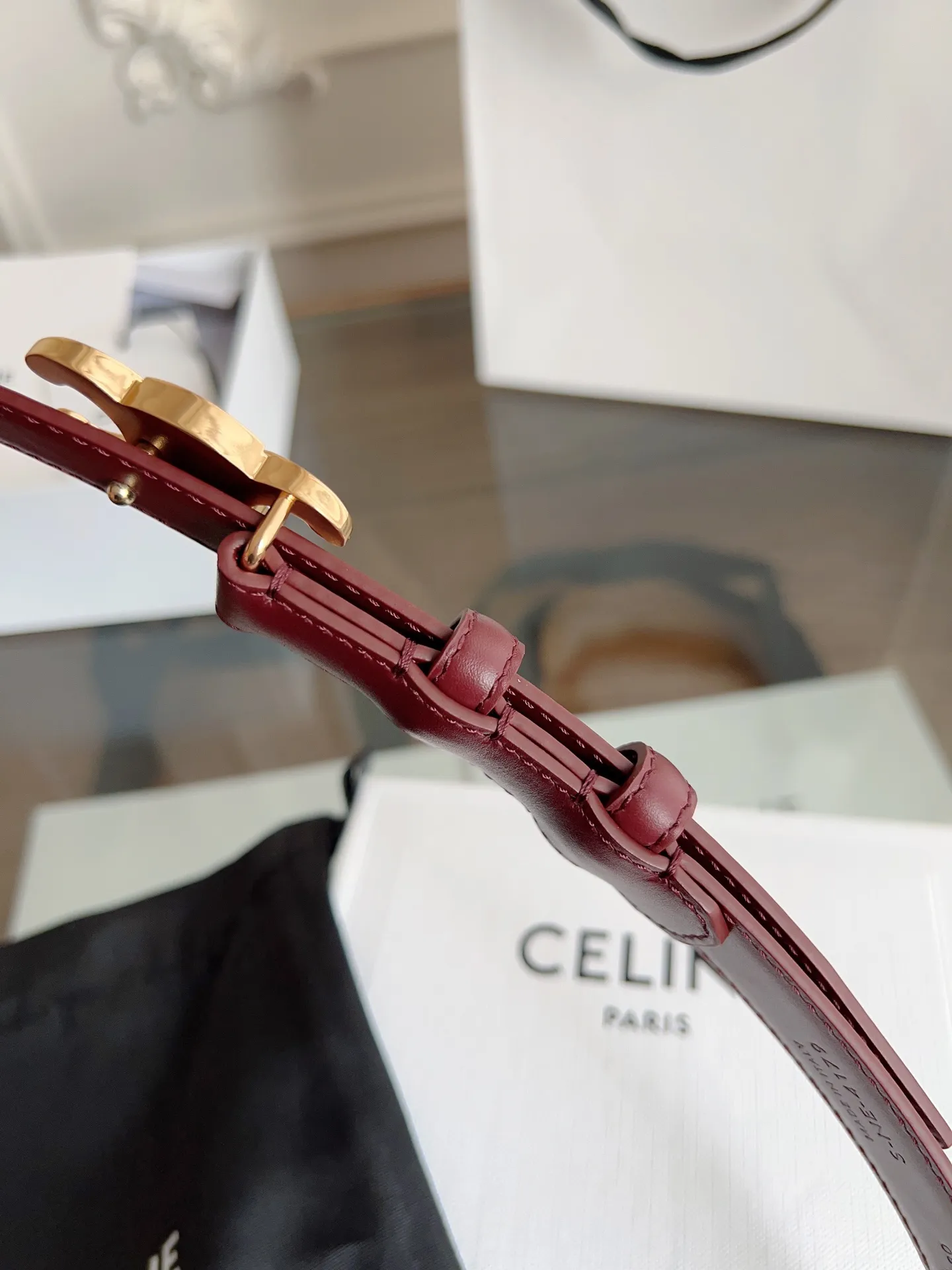 CELINE 酒赤色 ベルト凱旋門デザイン - 画像 (5)