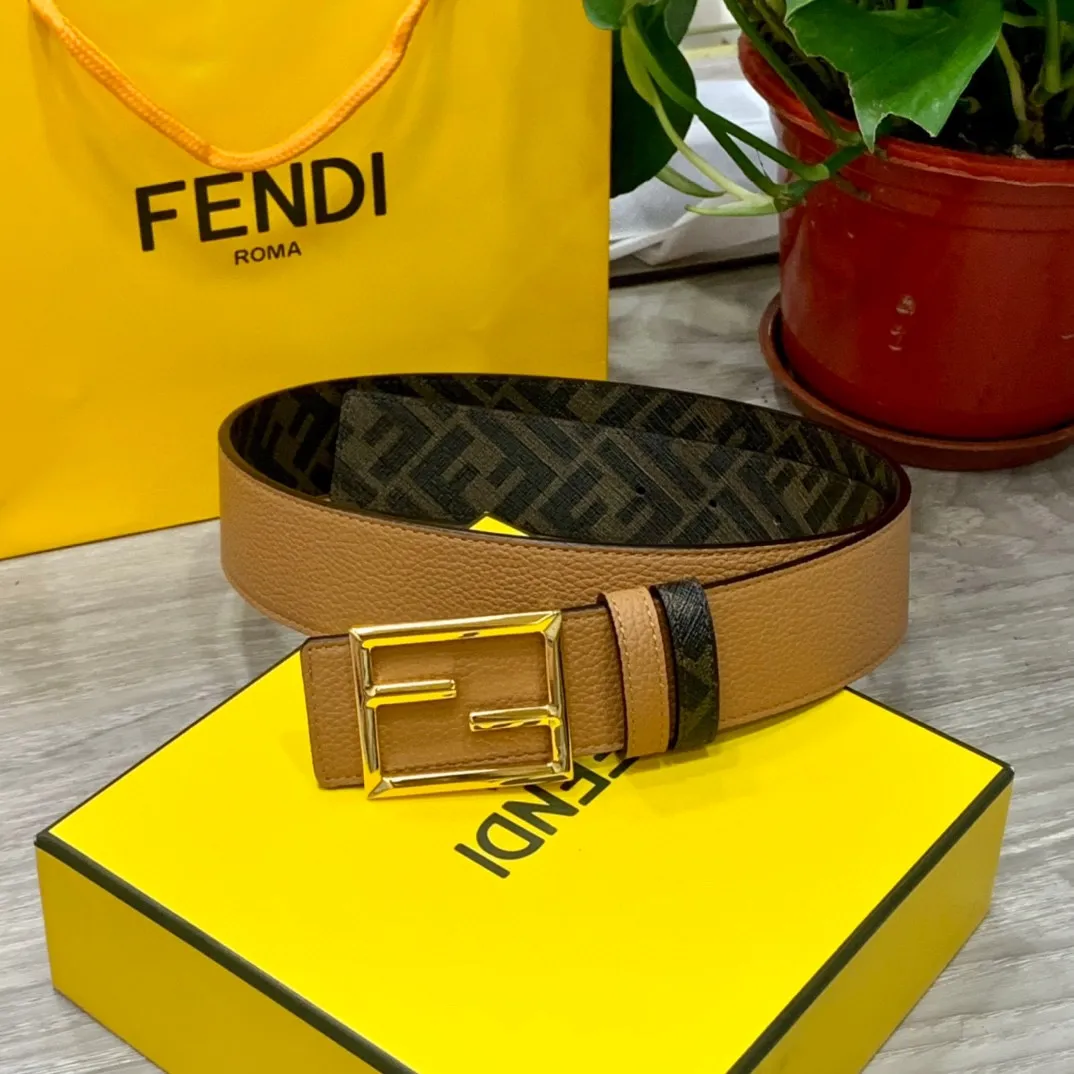 FENDI タンカラーダブルリングベルト