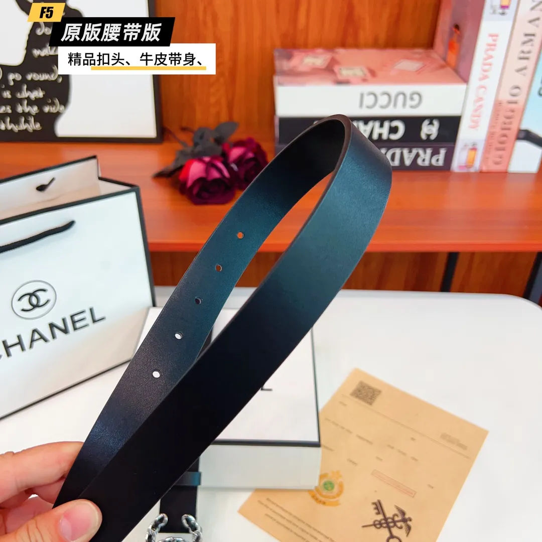 シャネル 黒 レザーベルト 金銀バックル - 画像 (7)