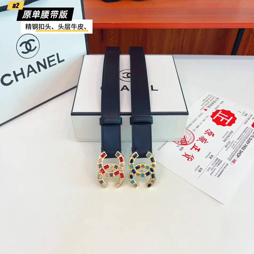 CHANEL 黒色 ダブルCC バuckle ベルト - 画像 (3)