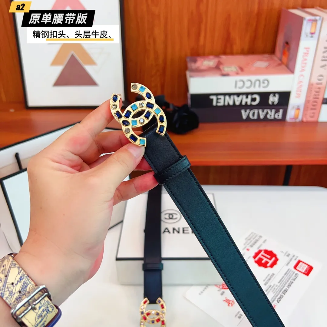 CHANEL 黒色 ダブルCC バuckle ベルト - 画像 (4)