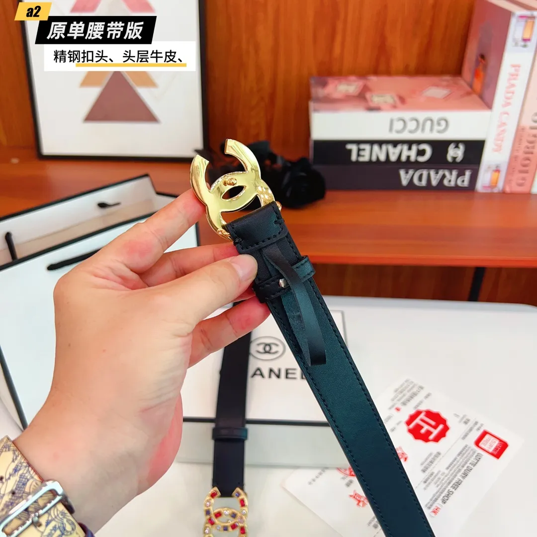 CHANEL 黒色 ダブルCC バuckle ベルト - 画像 (6)