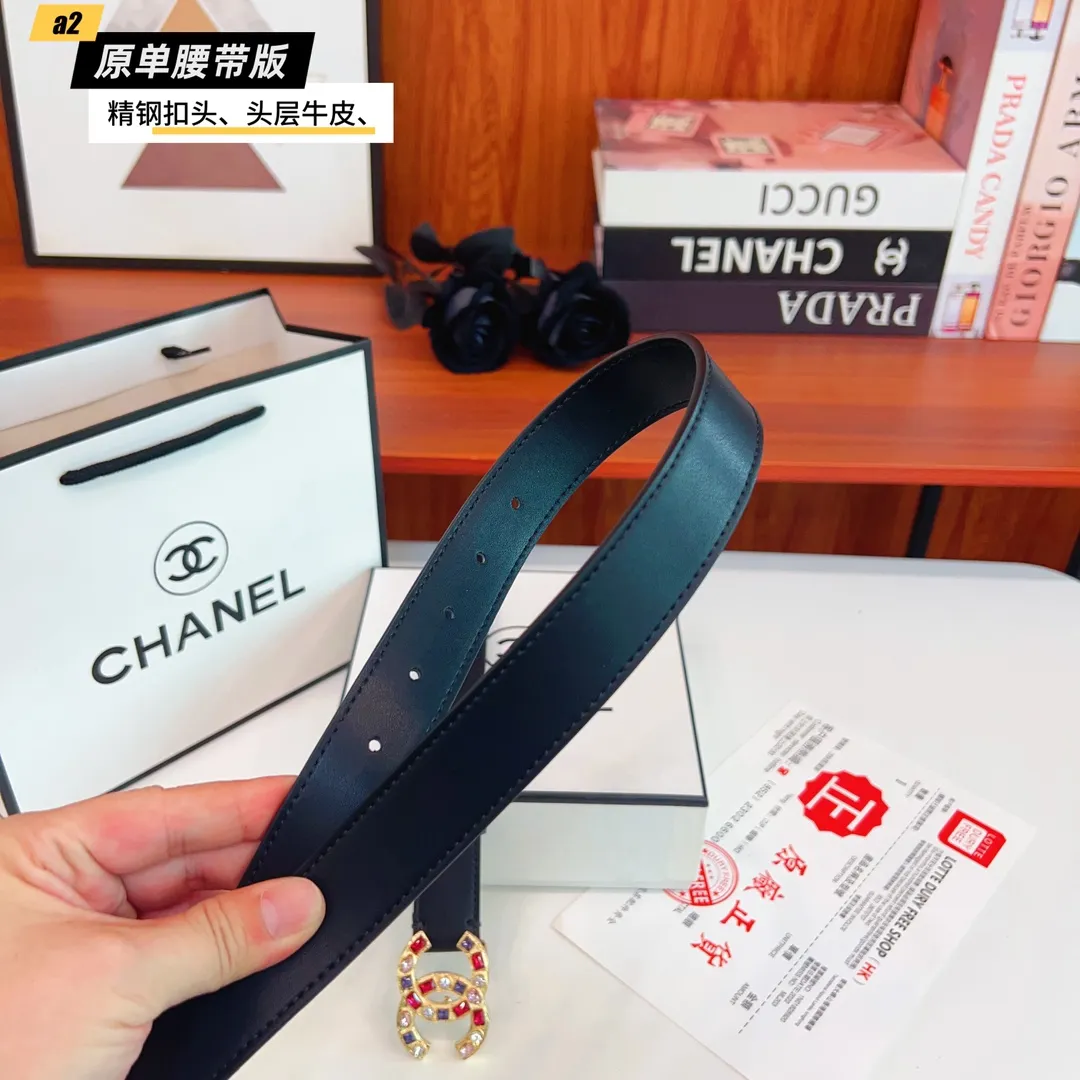 CHANEL 黒色 ダブルCC バuckle ベルト - 画像 (7)