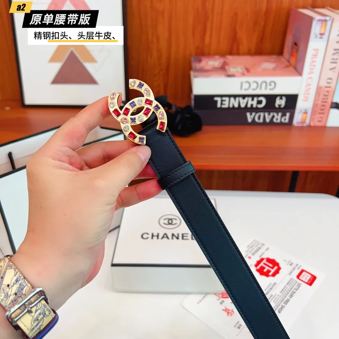 CHANEL 黒色 ダブルCC バuckle ベルト - 画像 (8)