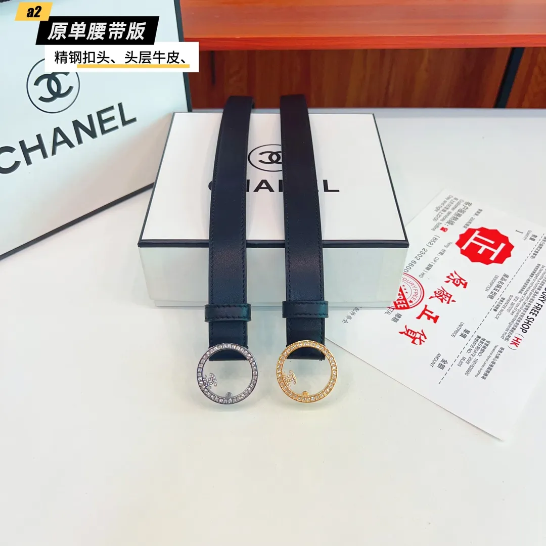 CHANEL 黒レザーベルト シルバー&ゴールドバックル - 画像 (3)